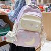 Schoolbag Milky White Light Blue Star Transparent Two-dimensional Student Schoolbag Girl Heart Sweet Sister Class Summer Vacation Travel Backpack