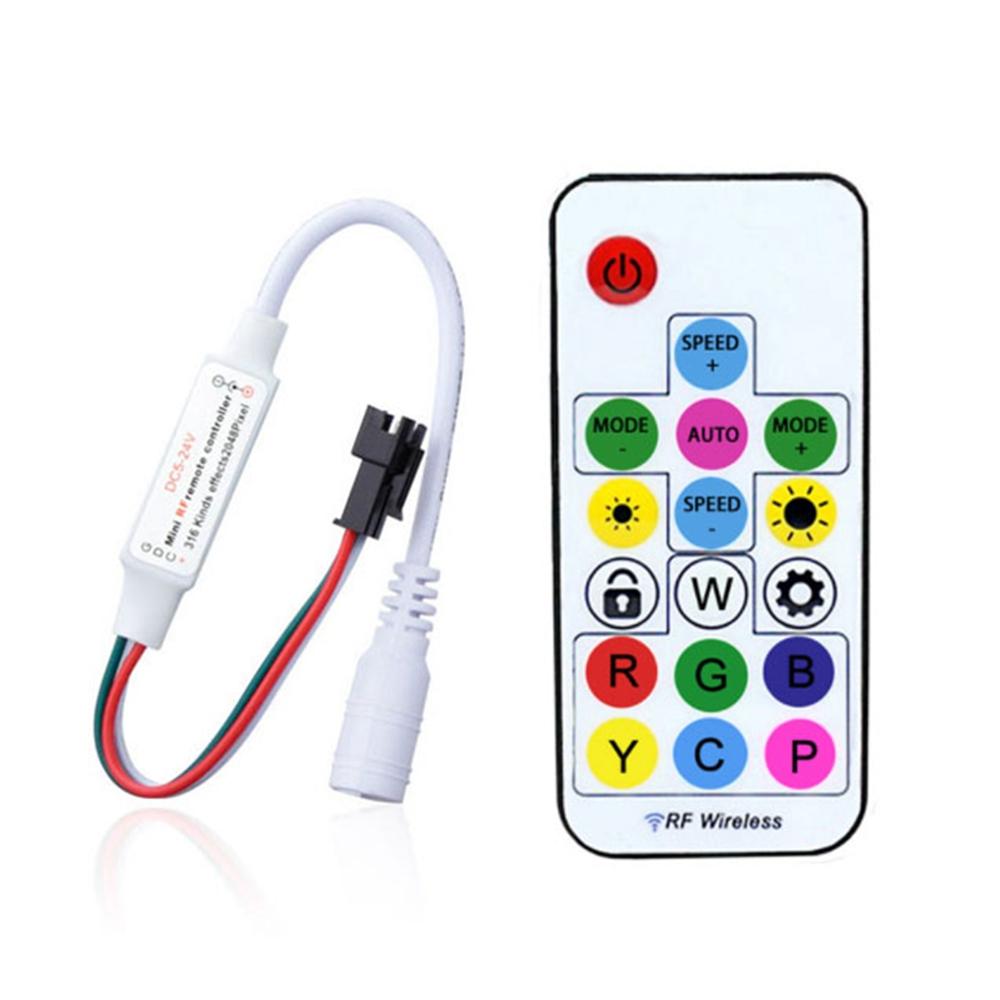 WS2811 WS2812B Led pixel Controller USB/DC 14/17/ 21keys RFWith Remote Controller for WS2811 WS2812B SK6812 LED Strip , DC5-24V