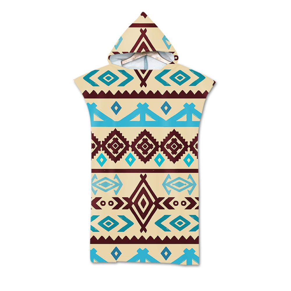Adult Bath Towel Beach Towel Cape Geometric Print Hooded Bath Towel