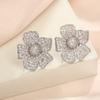 Geometric Pearl Drop Earrings With Cubic Zirconia For Elegant Women