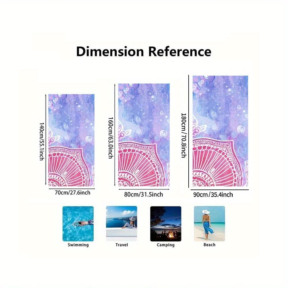 1pc Colorful Lightweight Breathable Oversized Mandala Beach Blanket - Fast-Dry Microfiber,Soft & Versatile Summer Vacation Towel