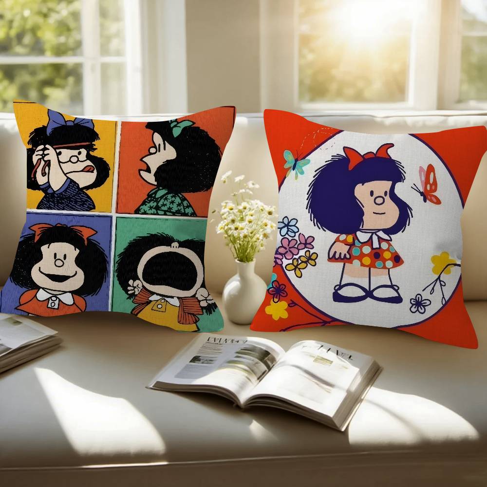 Pillow Cushion Cover Pillowcase Living Room Sofa Home Decor Customized Cartoon Cute Mafalda