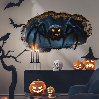 New Creative 3D Wall-breaking Giant Spider Wall Stickers For Decorating The Living Room And Bedroom Background Self-adhesive Wall Stickers.