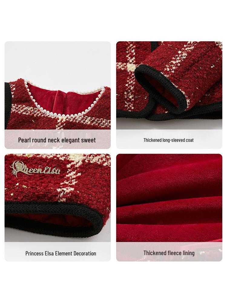 Disney Girls' French Chic New Year's Velvet Warm Two-Piece Suit, Spring 2026 Collection