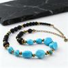 Vintage Turquoise Beaded Necklace for Men Boys,Ethnic Irregular Natural Stone Collars,Summer Bohemian Jewelry Gift