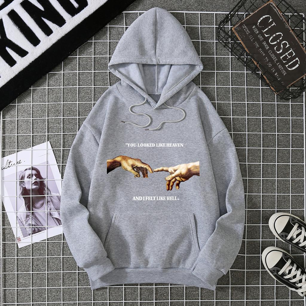 Letter Hooded Sweatshirt Casual Pullover 6812