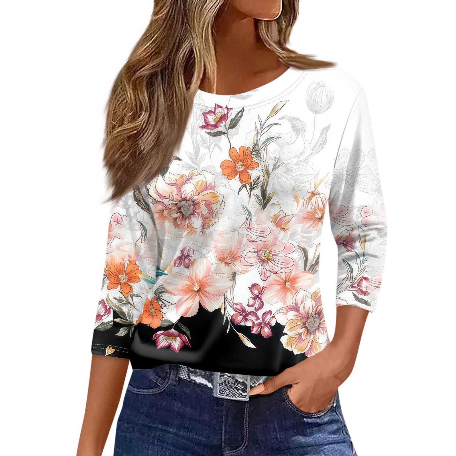 

Traf 2024 Mujer женская мода повседневная круглая горловина рукав 3/4 свободная принтованная футболка женская верхняя одежда для женщин рубашка для женщин 6XL