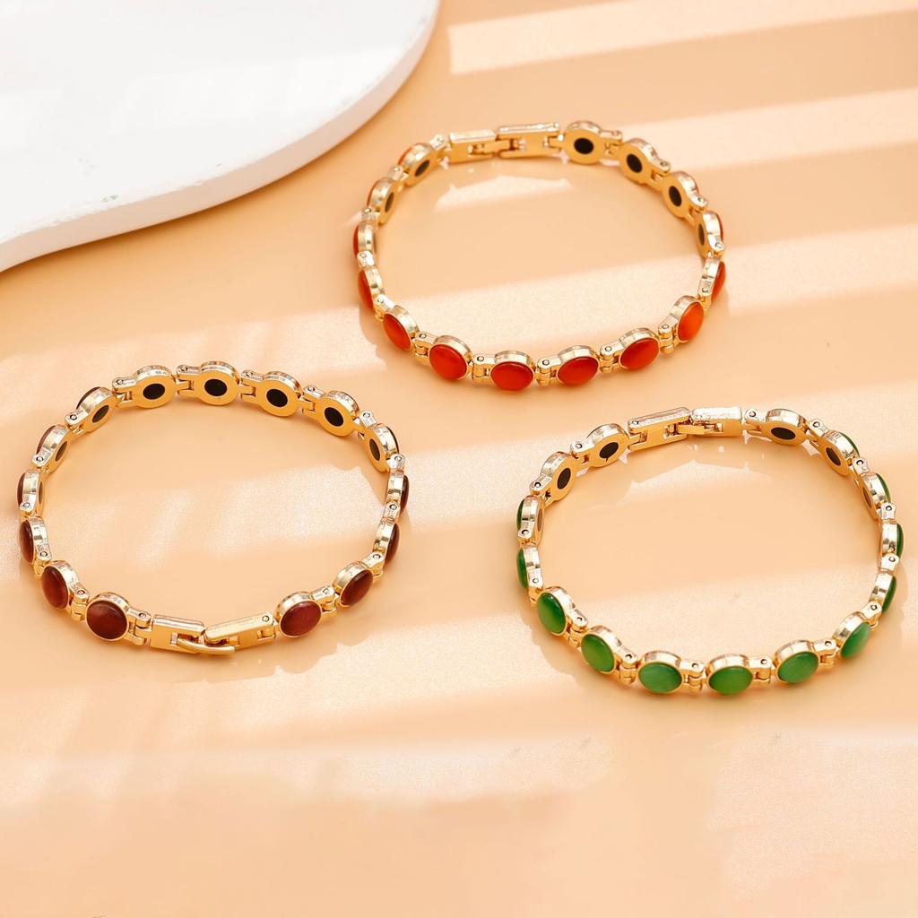 Färgglatt stenarmband Magnetiskt Hälsoenergi Germanium Magnetiskt Armband Holografisk Länkarmband för Män Kvinnor
