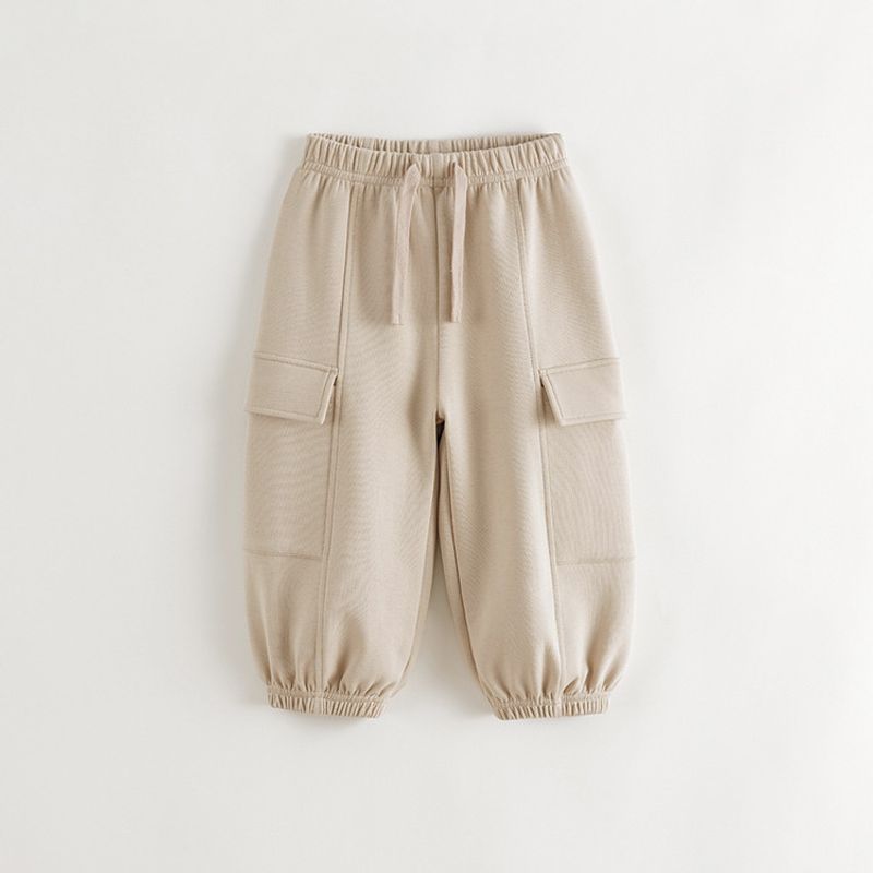 [Discount] Marc & Jenny Boys  Cargo Pants with Large Pockets, Air Layer Sports Pants, Children s Jogger Pants for Spring and Autumn 241221 Flax Camel 110