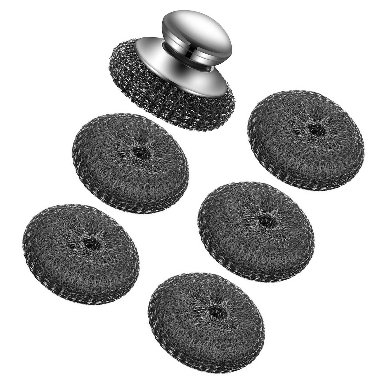 

Прочная стальная мочалка с ручкой для эффективной очистки кухни от стойких загрязнений на различных поверхностях.