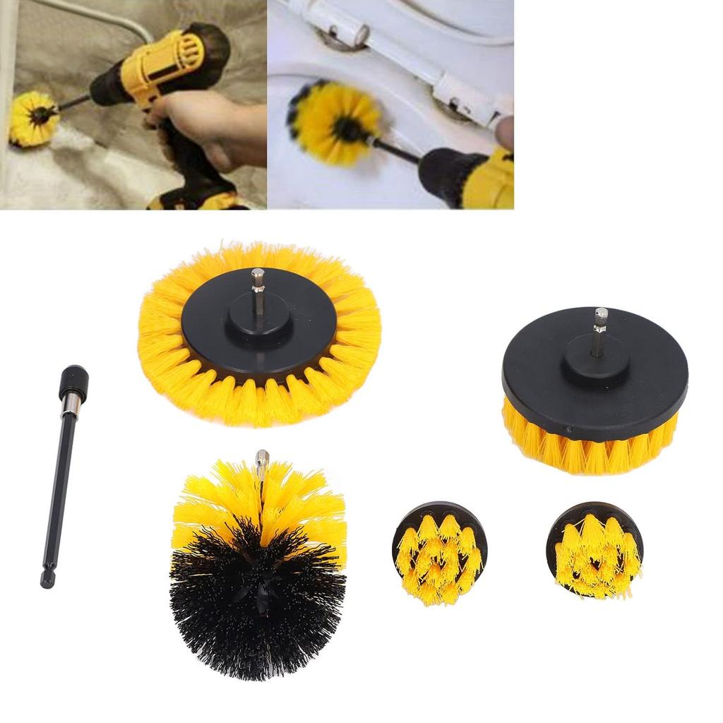 6 Stück Bohrbürsten Auto-Detailing-Set, Kraftschrubber-Bürstenset für effiziente Reinigung von Auto, Boot, Heimflächen, Teppichen, Polstern, Duschwänden, Sitzen