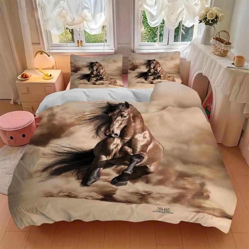 3Pcs Wild Horse Sandstorm Bedding Set Quilt Cover Pillowcase Home Christmas Xmas Halloween Gift 1 Duvet Cover 2 Pillowcase M928556