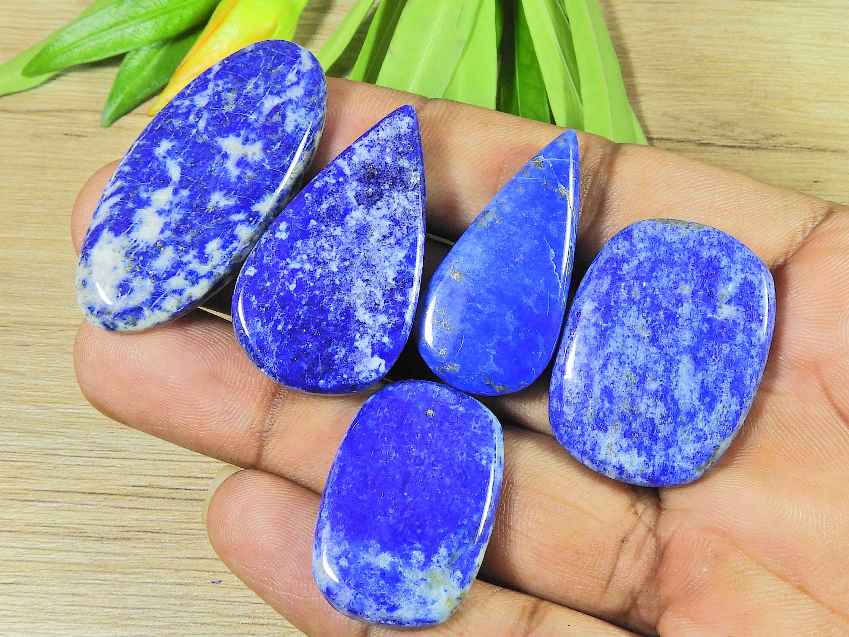

Natural Lapis Lazuli Mix Cabochon Loose Gemstone 5Pcs Lot 34-42MM 223Cts RQ-2724