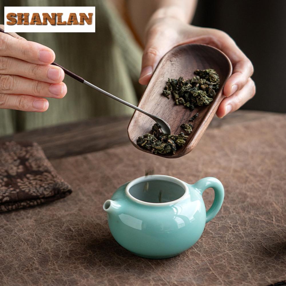 Boutique Walnut Wood Tea Spatula Zen Alloy Tea Spoon Set Tea Six Gentlemen Elegant Tea Tool Set Teaware Utensils Tableware Gift