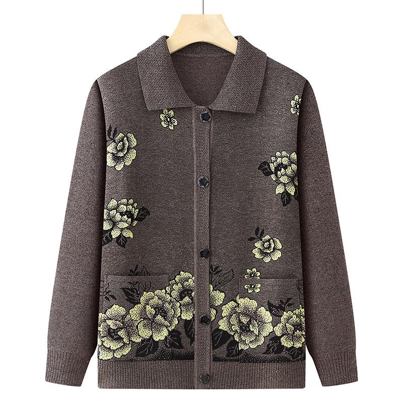 Grandma Loose Knit Cardigan for Middle-Aged & Elderly Women - Perfect for Spring & Autumn