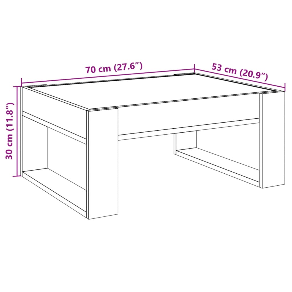 Infinity LED Coffee Table in Smoked Oak 70 x 53 x 30 cm