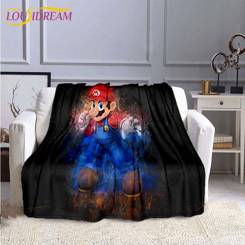 Mario Bros Fashion Blanket Anime Flannel Bed Throw Blanket Soft 3D Printed Cartoon Coverlet Sofa Travel Camping Children Blanket