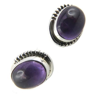 [P7140] - Silver 'Heaven' Silver Amethyst Earrings - 12x9 Mm