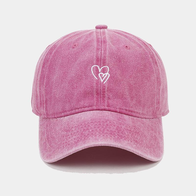New washed and old small love embroidered soft top baseball cap female face small outdoor visor male cap tide