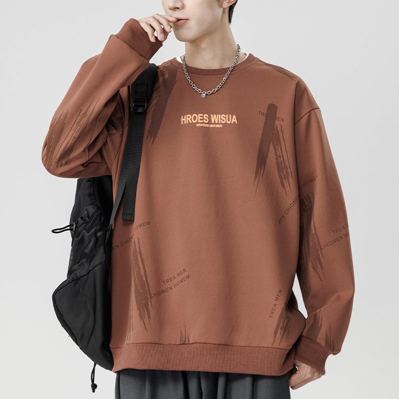Large Size Sweater Men's Spring New T-shirt Men's Simple 135kg Loose Long-sleeved Top