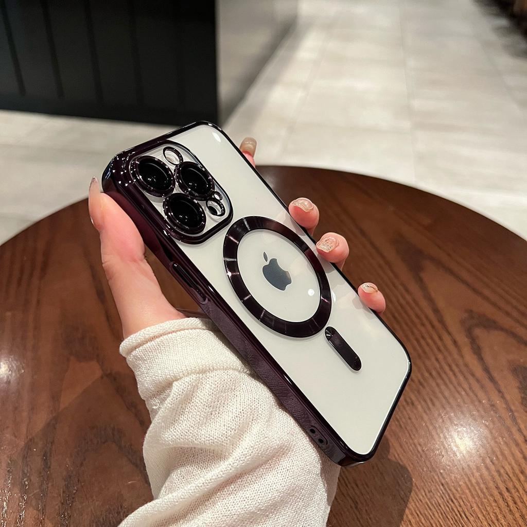 Luxury Plating Clear Magnetic For Magsafe Case For iPhone 15 14 13 12 11 Pro Max Plus Magnetic Wireless Charge Shockproof Cover
