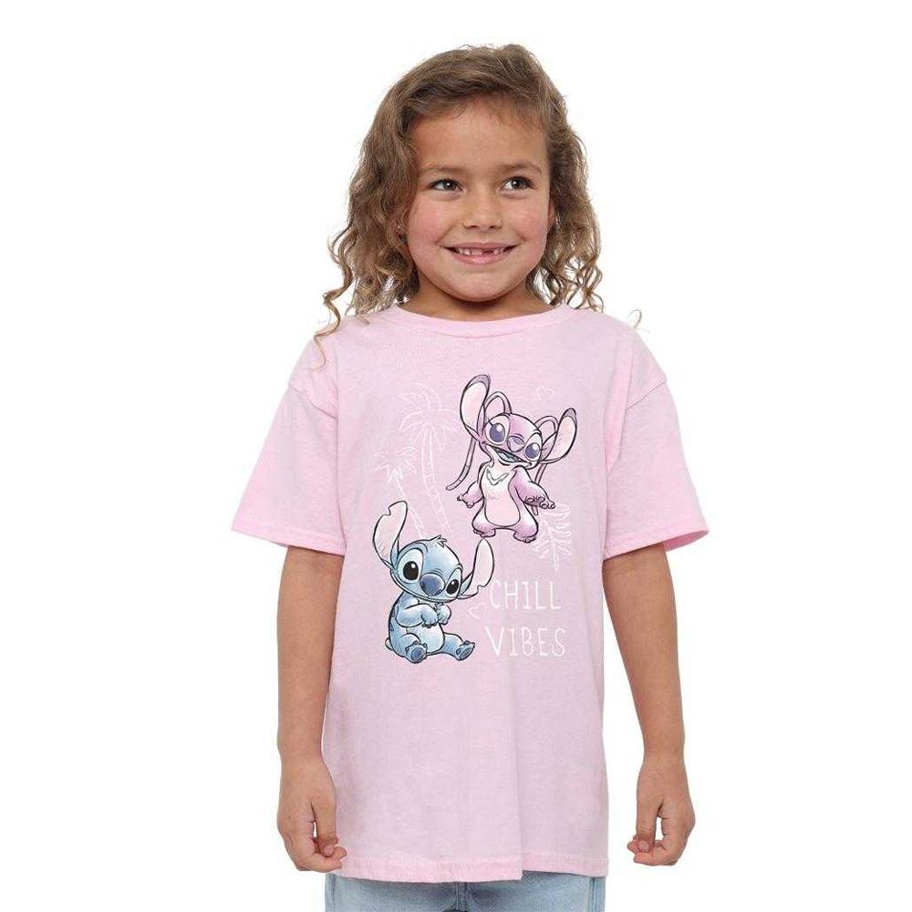 Lilo & Stitch Girls Chill Vibes Stitch & Angel Sketch T-Shirt