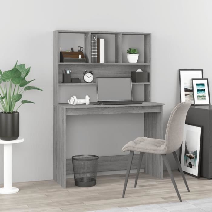 VidaXL Bureau avec étagères Sonoma gris 102x45x148cm Bois d'ingénierie 823006