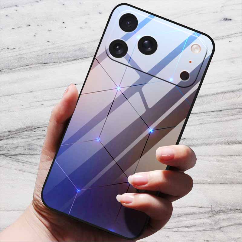 Cartoon Patterns Case For iPhone 17 Pro Plus Capa 17 Pro Max Bumper Luxury Tempered Glass Hard Back Cover iPhone17 Air Funda