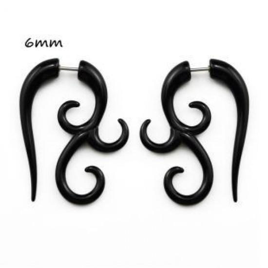 Fashion Black Horn Earrings For Women Hip-hop Acrylic Ear Stud Stainless Steel Anti-Allergies Earrings Gothic Spiral Ear
