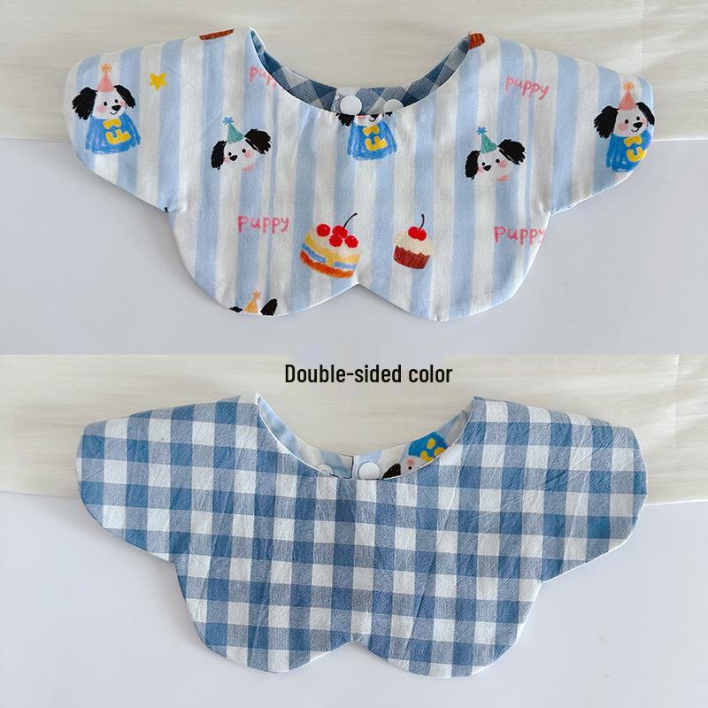 Korean Style Double-Sided Gauze Baby Drool Bib - Newborn Petal Design, Breathable
