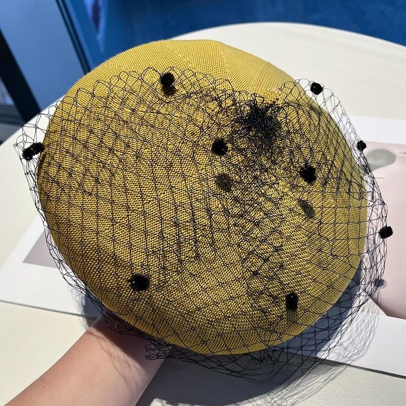 Stylish Mesh Cotton Beret Hat For Women With Vintage Design And Breathable Fit For Daily Use