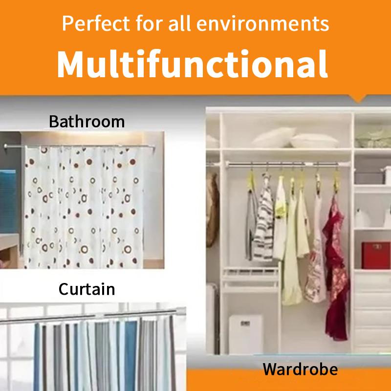 No Drill Adjustable Shower Curtain Rod Extendable Tension Heavy Duty for Bathroom Closet Room Divider Use