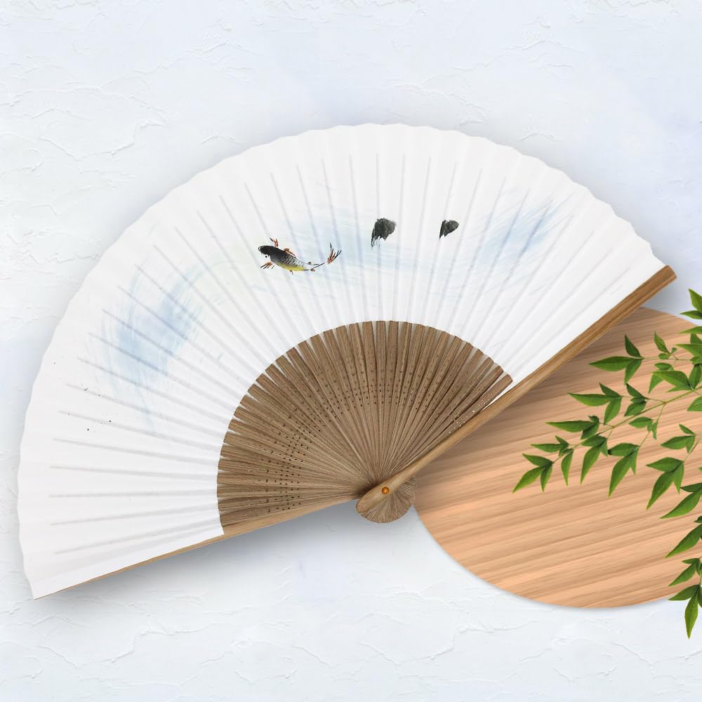 Paper Japanese Traditional Japanese Carp Design [Osaka Choseido] Men's Fan, Stylish, Business, Style, Accessories, Festival, Boxed,