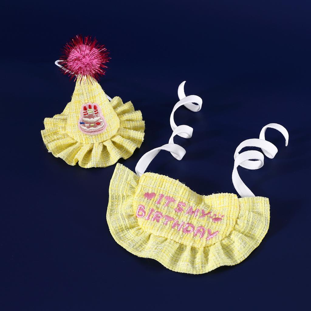 Birthday Cap for Dog Set Cat Dog Pet Polka Dot Scarf Hat Collar Pet Headwear Photography Props Birthday Decoration Pet Supplies