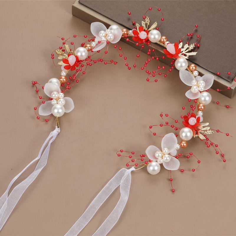 1pc Faux Pearl & Flower Decor Elegant Bridal Hair Band Tiara