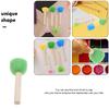 5Pcs Kids Sponge Brush Set Wooden Handle Painting Tool for Graffiti Doodling Arts Crafts Acrylic Painting Drawing Supplies