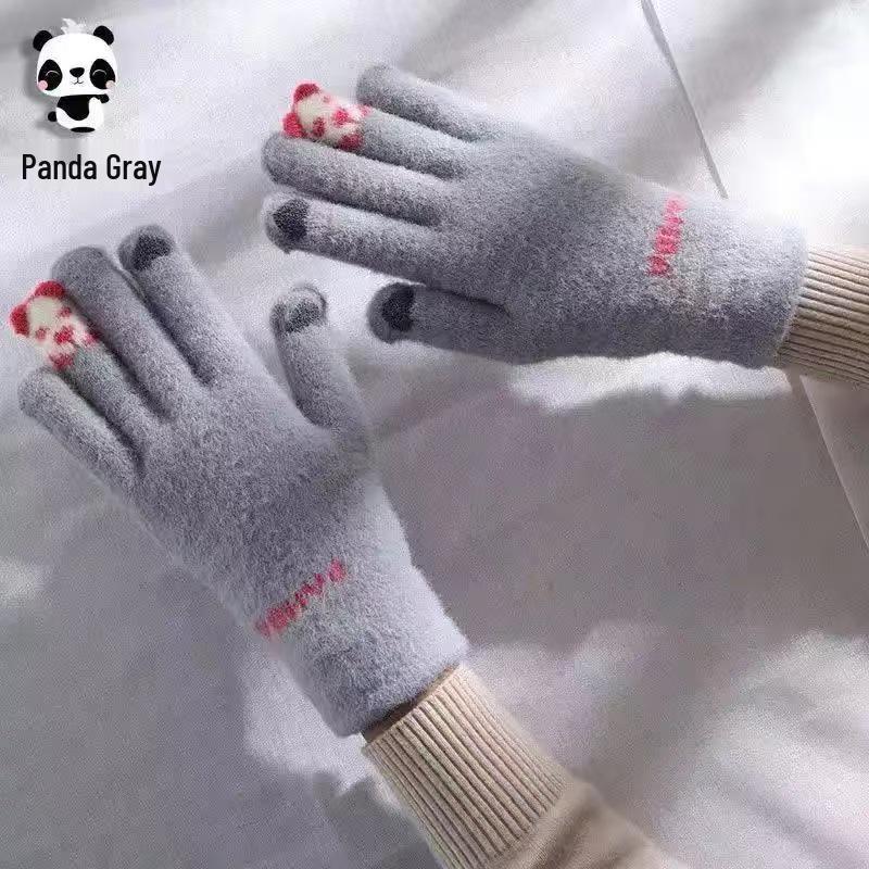 Korean Style Winter Touchscreen Knitted Gloves - Cute, Warm, Cold-Proof for Female Students & Cycling