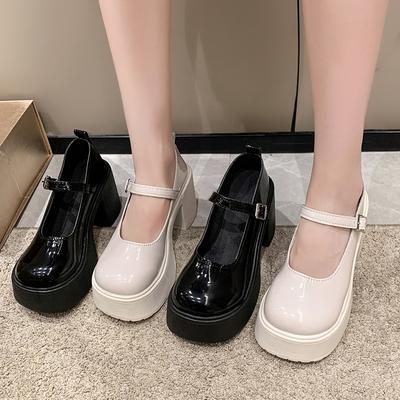 Fashion White Chunky Platform High Heels Women's  New Fall/winter Mary Jane Shoes