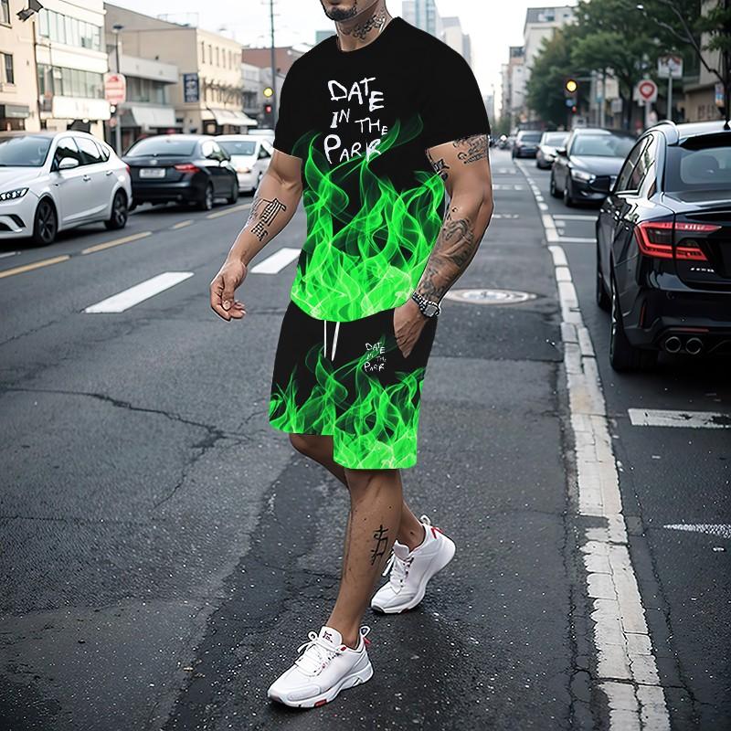 Men's Two-piece Sportswear Short Sleeved T-shirt and Shorts Set Running and Fitness Sportswear 2025 Summer Fashion New Item