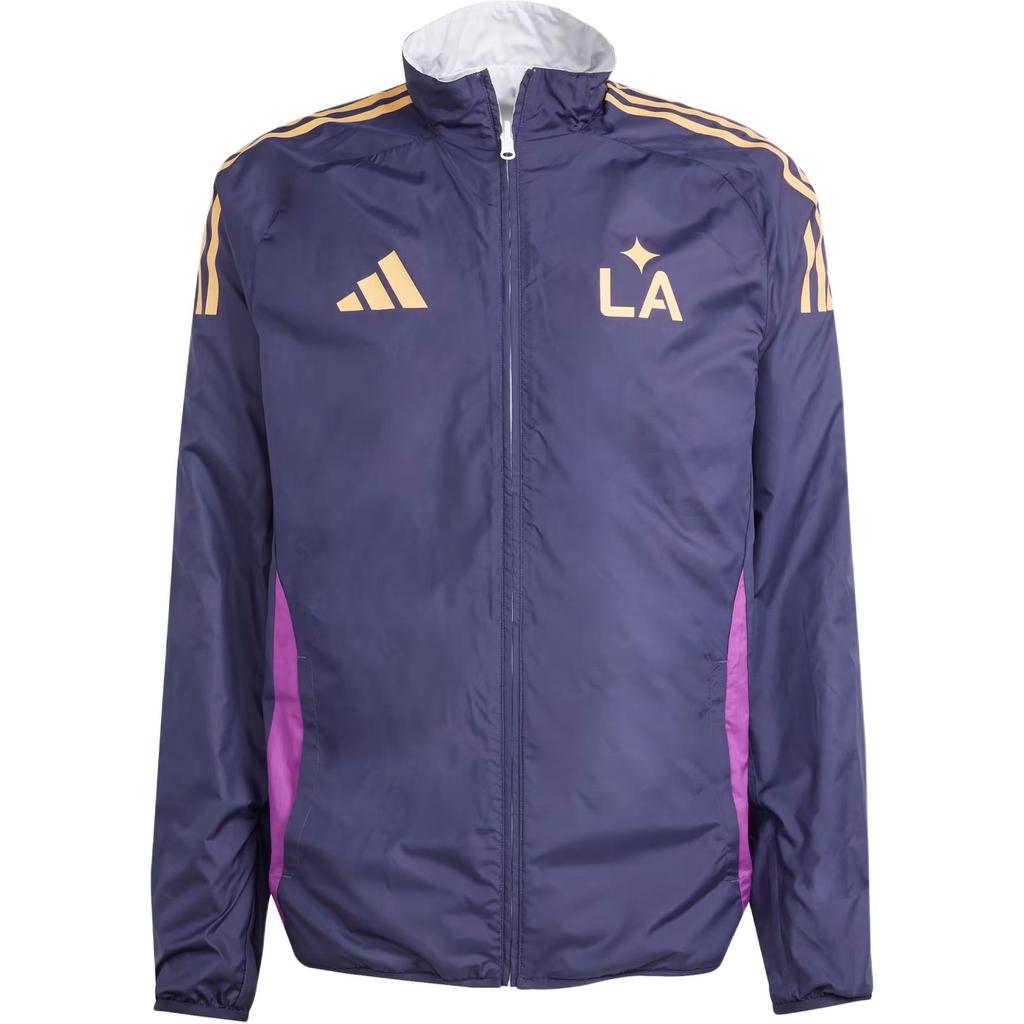 Adidas Los Angeles Galaxy 25-26 Anthem Retro Color Block Striped Reversible Jacket Men jackets White JE5636