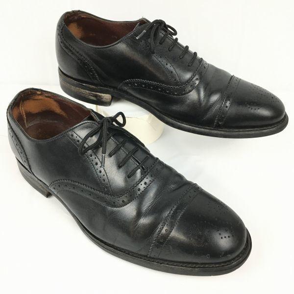 

Vintage British BARKER Semi-Brogue Cap Toe Business Shoes Black Size 6.5G (Approx. 25.0cm) Men s