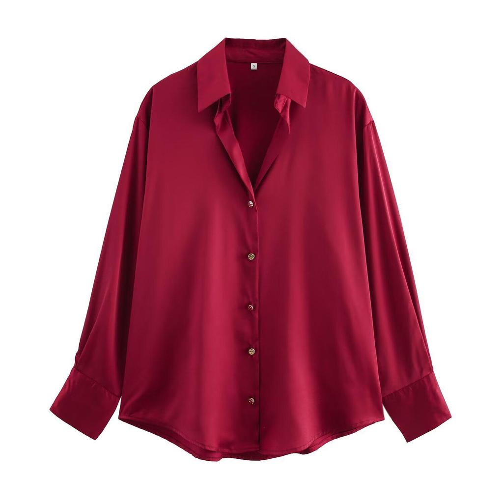TAOP&ZA Spring Women's Elegant Silk Satin Shirt 2074580