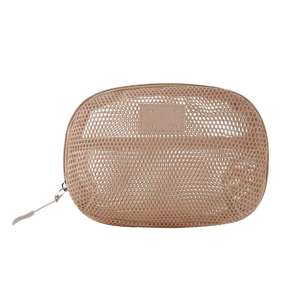 Casual Nylon Cosmetic Bag With Zipper Hand-held Mesh Makeup Bags Multipurpose Mesh Storage Pouch Women