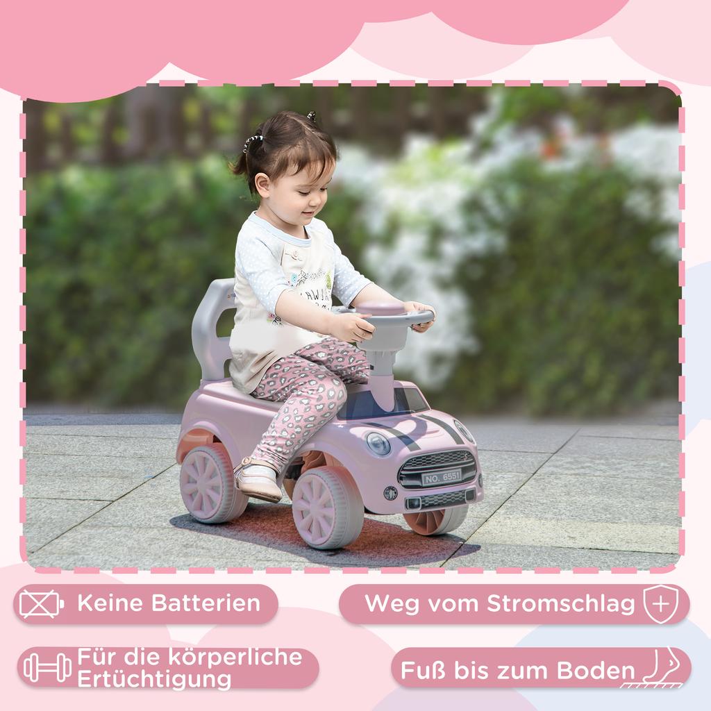 Foot To Floor Ride On Car Sliding Car W/ Air Horn, Anti-Over-Backwards, 18 To 36 Months - Pink