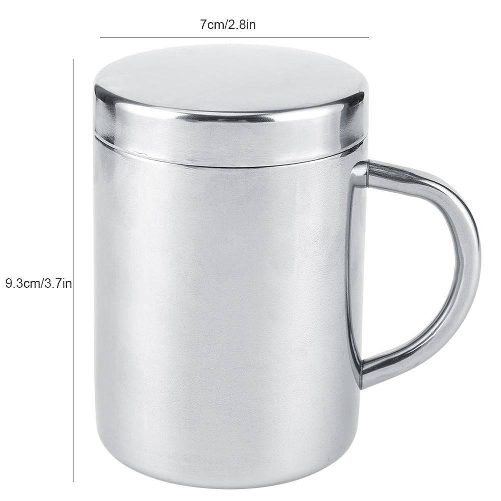 Portable Stainless Steel Double Wall Mug Anti‑scald Coffee Tea Milk Cup with lid for Home Office Travel(220ML )