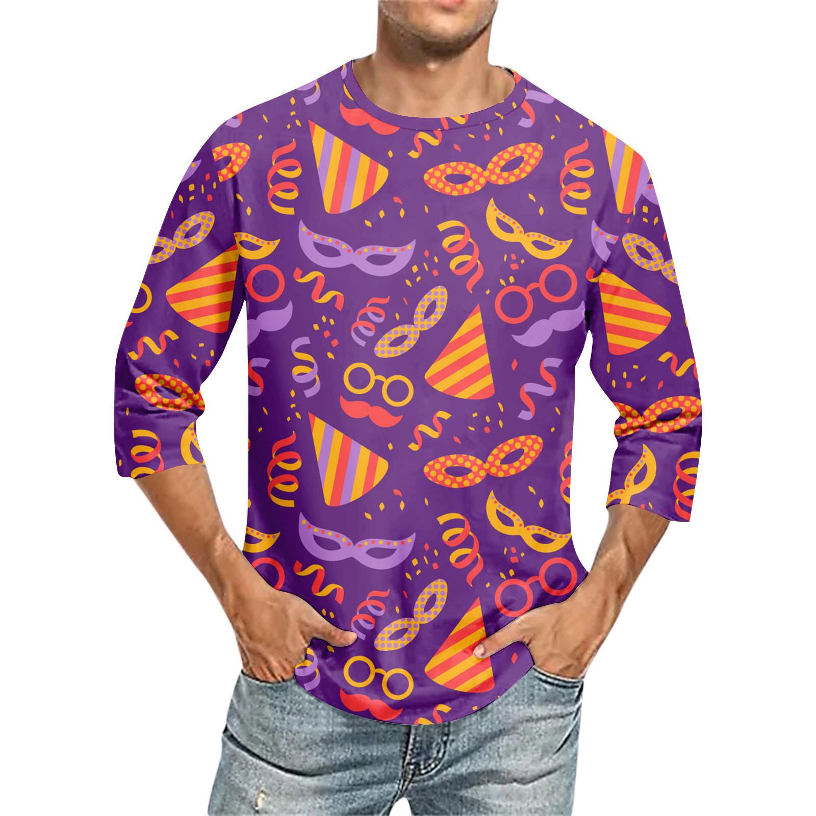 

Чоловіча футболка з круглим вирізом і рукавом сім чвертей, чоловіча повсякденна футболка з рукавом сім чвертей XL кавун червоний колір