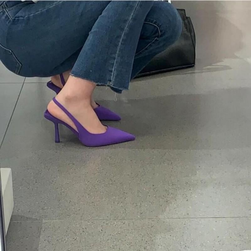 2025 summer new light mouth purple bag head thin heel non-slip high heels women's sandals niche design sense single shoes pointed
