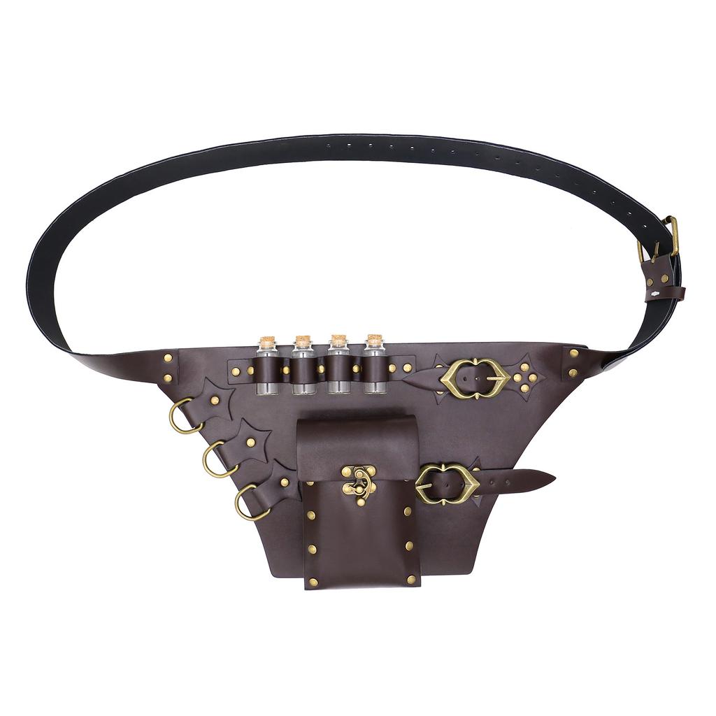 Medieval Alchemy Bottle Fanny Pack Multipurpose Belt Viking Vintage Halloween Cosplay Dress Up Props