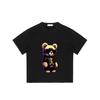 Black T Shirt with Cartoon Bear Wearing Sunglasses and Skull Design for Casual Wear