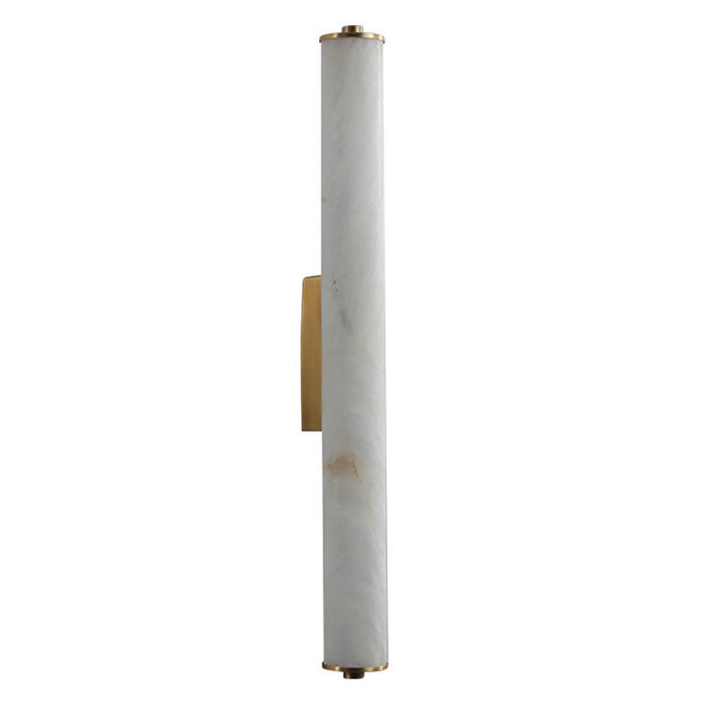New Chinese Retro All-Copper Marble Wall Lamp - Luxury Bedside Lighting